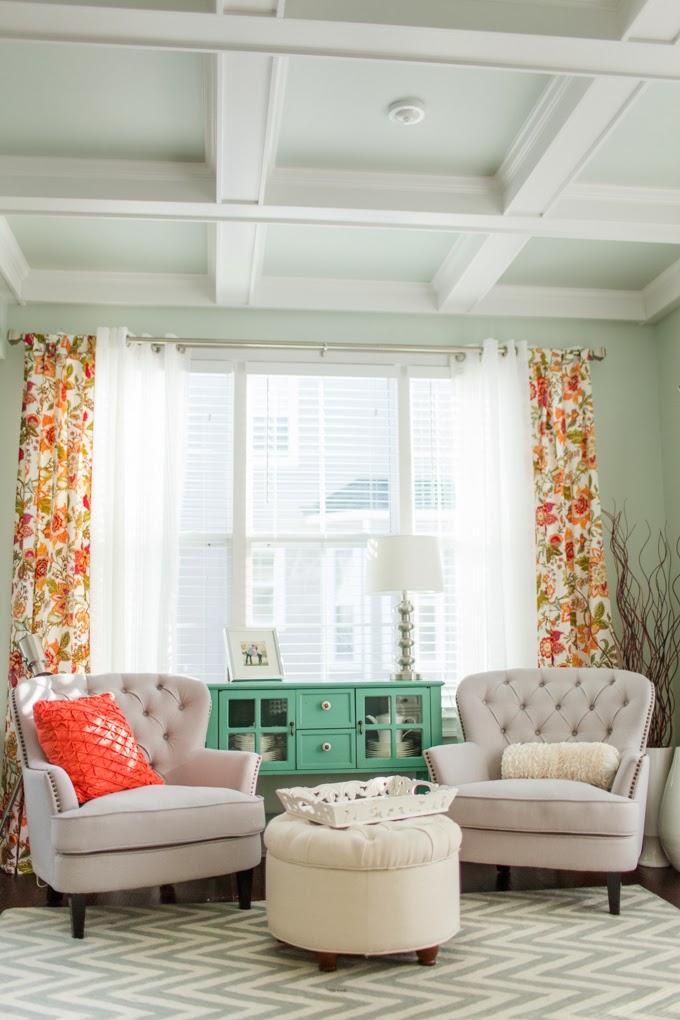 ceiling coffered living katelyn james sea salt paint decor tray sherwin dining williams turquoise dictionary morning curtains formal lovely coral