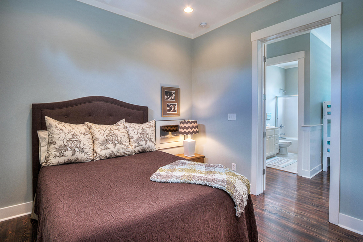 blue brown bedroom