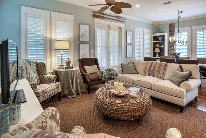 blue brown living room