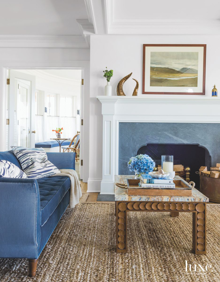 blue white living room