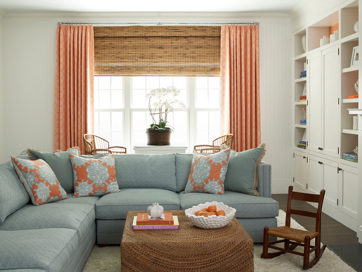 orange blue family room