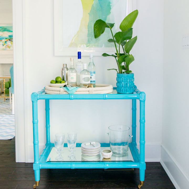 turquoise bar cart