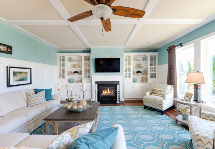 turquoise family room